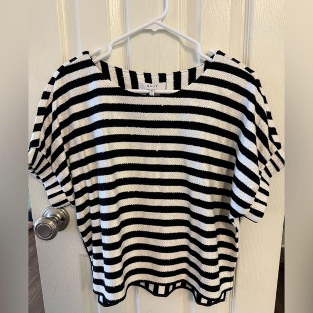 NWT Milly Julie Yarn Dye Knit Sequin Top Medium